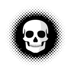 Skull icon on halftone round shape