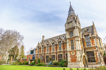 Fototapeta na wymiar Old court of Pembroke College in the University of Cambridge, England. It is the third-oldest college of the university and has over 700 students and fellows
