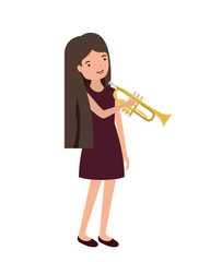 young woman with trumpet character