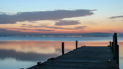 Fototapeta premium Sunset in the dock of Albufera of Valencia.