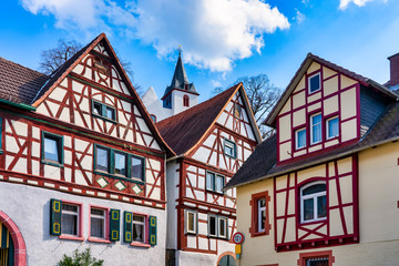 Fototapeta premium Beautiful half timbered in Zwingenberg on the Bergstrasse, Germany