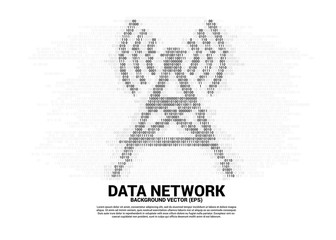 Vector antenna tower icon binary code style. Concept for data transfer of mobile and wi-fi data network.