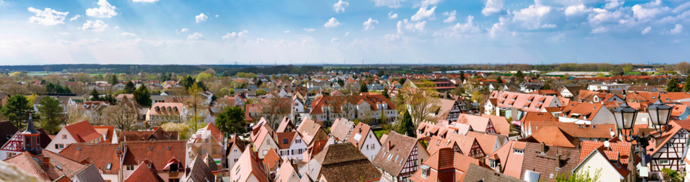 Panorama of the City Zwingenberg on the Bergstrasse, Germany