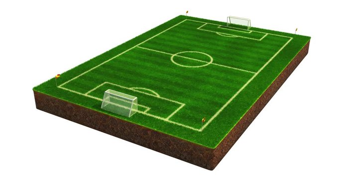 3d animation of a soccer field with alpha
