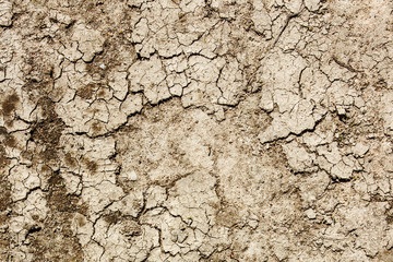 Dry earth after drought pattern. Cracks on sandy ground texture.