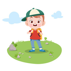 kid go to school vector illustration