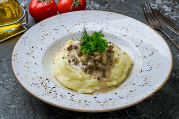 Stroganoff on white plate