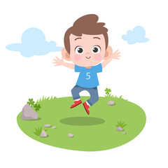 Obraz na płótnie Canvas kid jump in the garden vector illustration