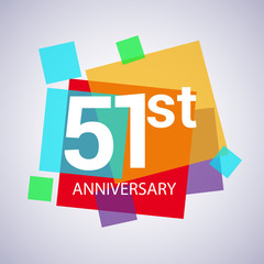 51st anniversary logo, vector design birthday celebration with colorful geometric isolated on white background.