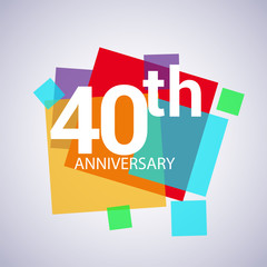 40th anniversary logo, vector design birthday celebration with colorful geometric isolated on white background.
