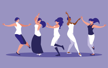 group women dancing avatar character