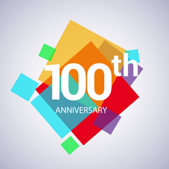 100th anniversary logo, vector design birthday celebration with colorful geometric isolated on white background.