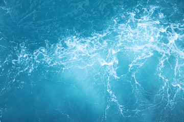Sea  Waves in ocean wave Splashing Ripple Water. Blue water background.  