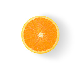 slice of orange fruit isolated on white background