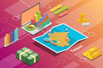 taipei city in taiwan city isometric financial economy condition concept for describe cities growth expand - vector