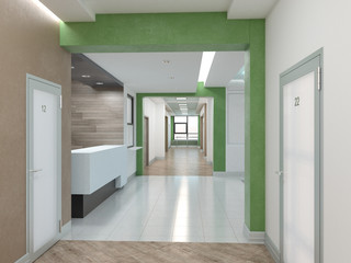 The interior of the clinic. 3D render.