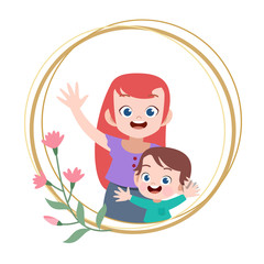 happy mothers day card greeting vector illustration