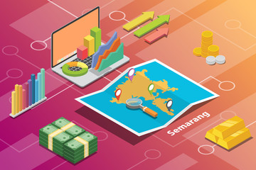 semarang indonesia city isometric financial economy condition concept for describe cities growth expand - vector
