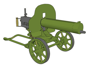 3D vector illustration on white background  of a green  military cannon