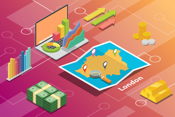 london city isometric financial economy condition concept for describe cities growth expand - vector