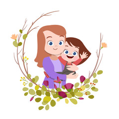 happy mothers day card greeting vector illustration