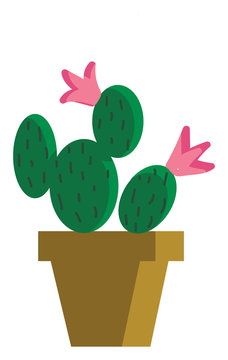 Painting of a cactus plants that looks similar to a Mickey and Minnie Mouse vector color drawing or illustration