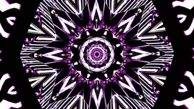 Looping Kaleidoscopic Mandala. Psychedelic visual background. 4K
