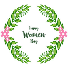 Vector illustration banner happy women day for decor frame flower pink and leaves