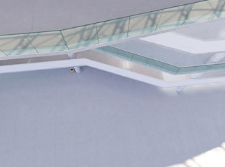 Public interior of the hall. 3d render.