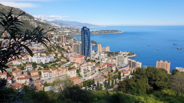 Panoramic Aerial Top View Of The Principality Of Monaco, Time Lapse, French Riviera, France, Europe - 4K Video