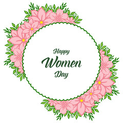 Vector illustration beauty crowd pink flower frame with shape happy women day