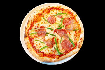isolated pizza on black