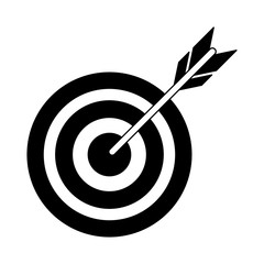 Target dartboard symbol isolated in black and white