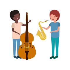 men with musical instruments character