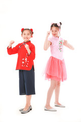 Asian girl on white background