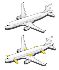 Isometric Plane Airplane Slide. Plane 3d Illustration Vector. 