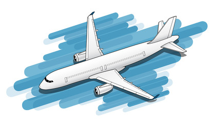 Isometric Plane Airplane Slide. Plane 3d Illustration. 