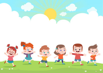 happy kids together vector illustration