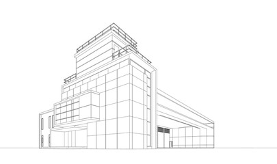 3d wireframe of building. sketch design.