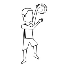 Basketball player with ball avatar in black and white
