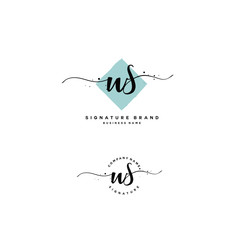 W S WS Initial letter handwriting and  signature logo.