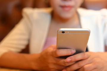 business woman using mobile phone technology