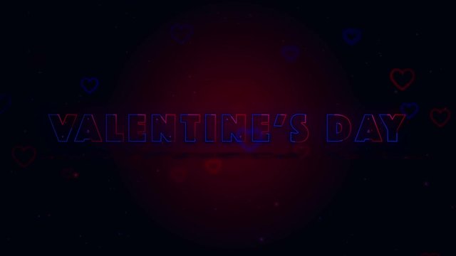 I Love You. Little hearts are on dark background with sparks. Conceptual backgroud. Appearing and disappearing lettering. Lettering is drifting away. Action. Animation. 3D. 4K.