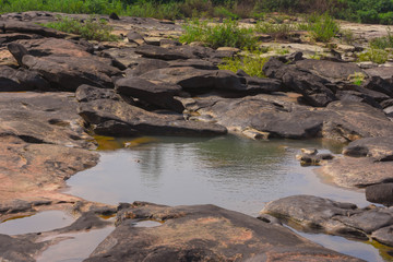 Water trapped in a rocky gorge