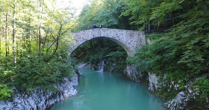 Drone Shot of a Bridge over a colorful bridge, 4k UHD