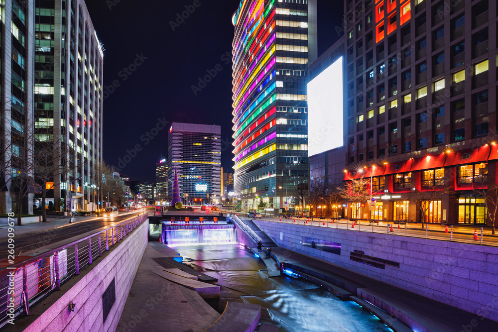 Wall mural cheonggyecheon stream