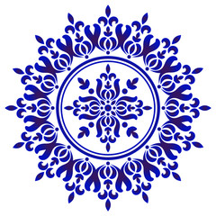blue and white floral decorative