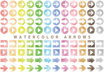 手描き水彩の矢印セット