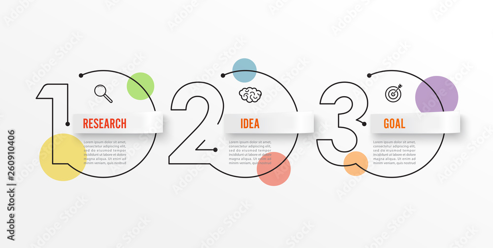 Poster thin line infographics design template with icons and 3 options or steps. can be used for process di