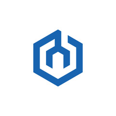 wrench hexagon box shape logo vector
